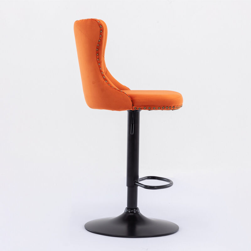 Modern Adjustable Velvet Bar Stools, Set of 2