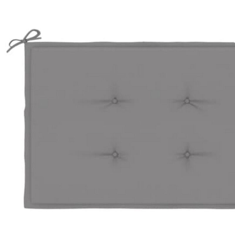 Claire Outdoor Cushion for Bench, Button Tufted Gray Fabric, 59 Inch - Benzara