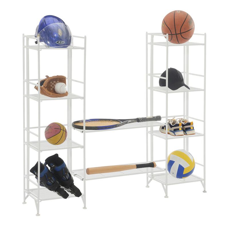 Convenience Concepts Xtra Storage 4 Tier Folding Metal Shelves with Set of 2 Extension Shelves