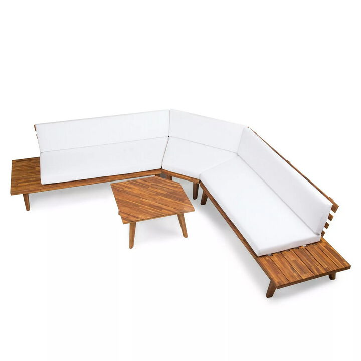 Merax Outdoor Patio Sofa  with  1 Coffee Table Set