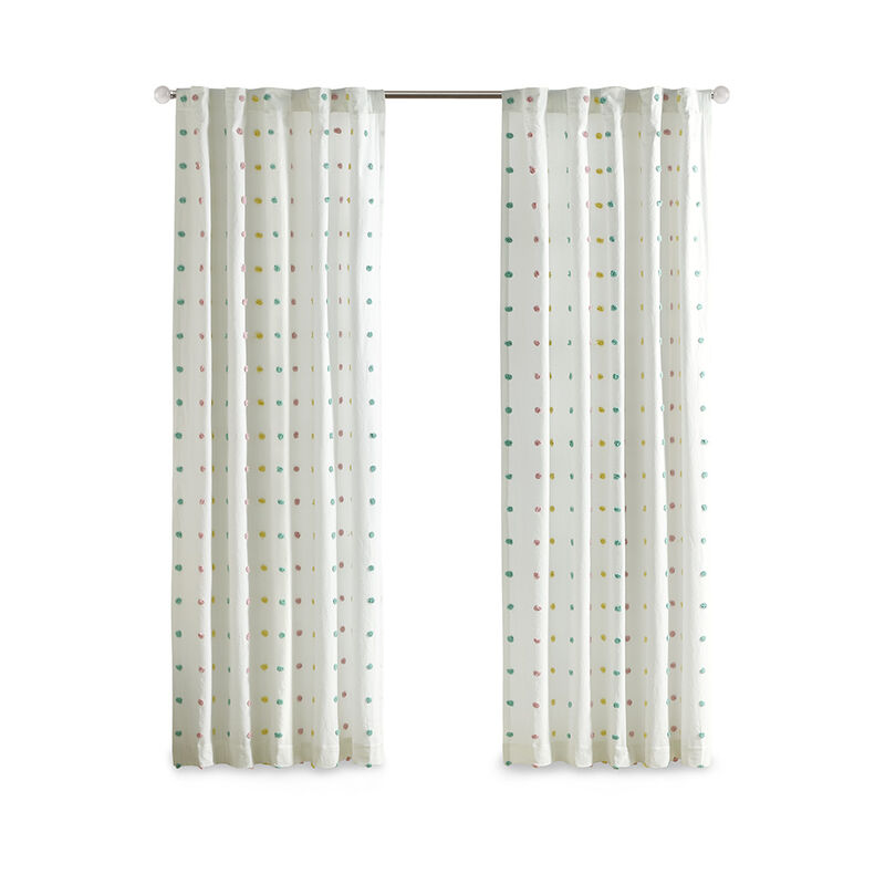 Gracie Mills Caius Cotton Jacquard Pom Pom Curtain Panel