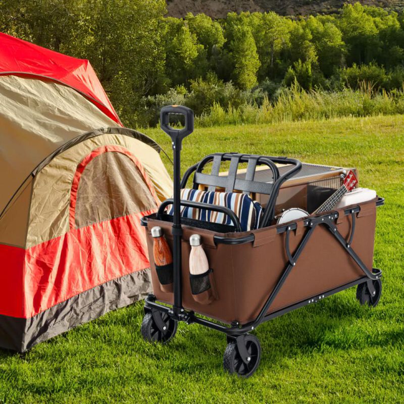 Hivvago Collapsible Folding Wagon Cart with Adjustable Handlebar