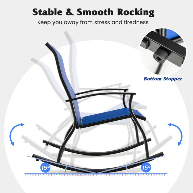 Hivvago 2 Pieces Outdoor Rocking Chairs with Breathable Backrest