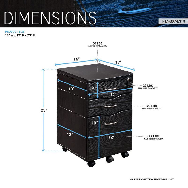 Techni Mobili Rolling storage and File Cabinet. Color: Espresso