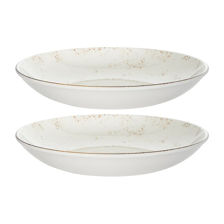 Grain dia.11" h:2.5" 57 oz. Round Decorated Porcelain Bowl (Set of 2)