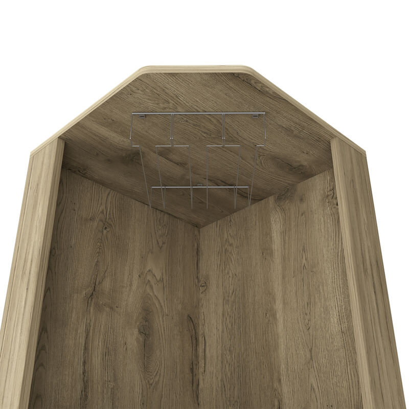 DEPOT E-SHOP Bursan Corner Cabinet Six Built-in Wine Rack, Two Shelves, Four Shelves, Macadamia / Black