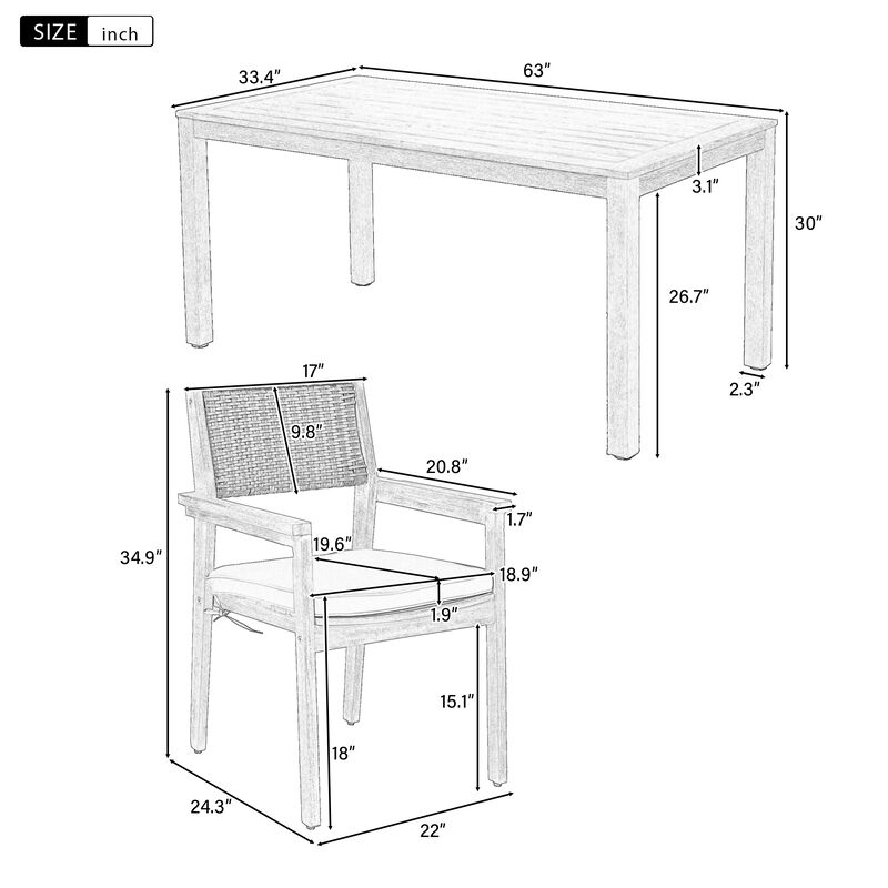Merax 7 Pieces Outdoor Dining Set Patio Table and Chairs