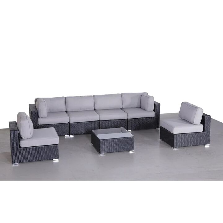 Living Source International Wicker Fully Assembled 6 - Person Seating Group with Cushions