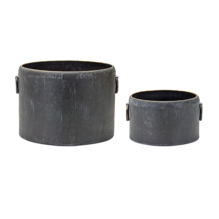 Round Planter with Handles for Convenient Plant Display and Stylish Décor (Set of 2)