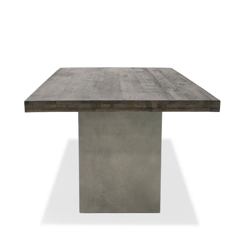 Cid Ari 94 Inch Dining Table, Heritage Oak Rectangular Top, Dark Gray - Benzara
