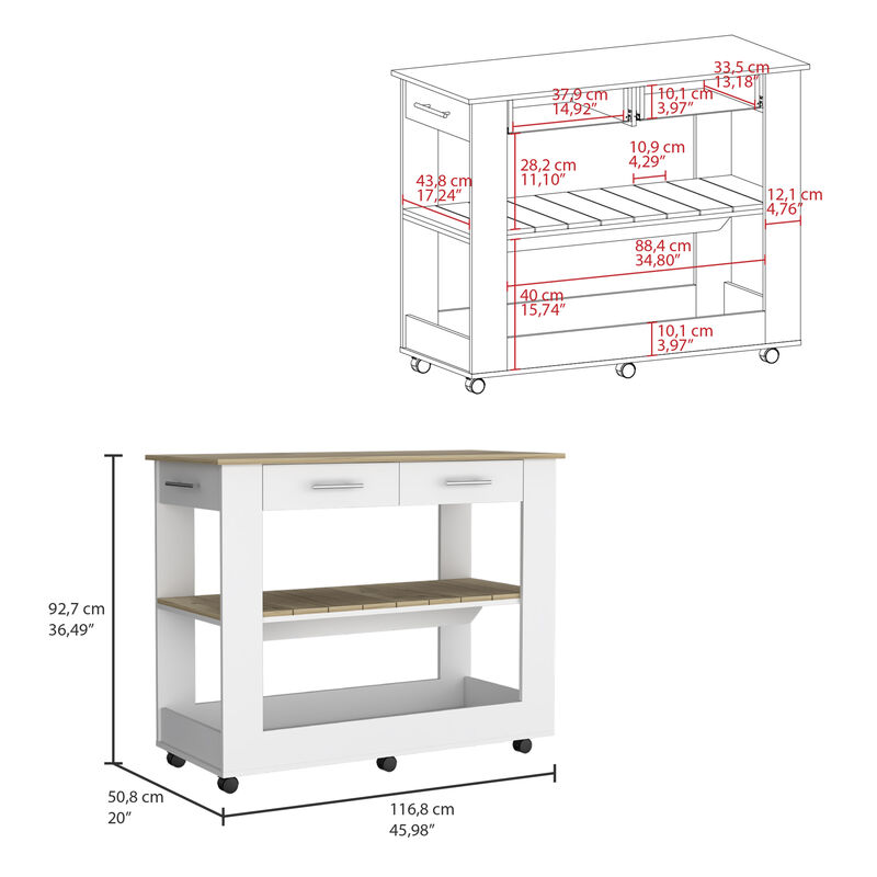 Streamdale Cala Kitchen Island 46" with Casters and Drawers