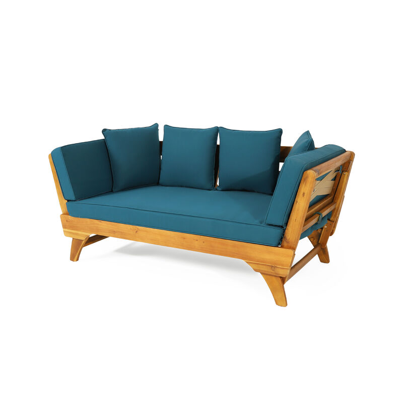 Merax Acacia Wood Patio Convertible Couch Sofa Bed
