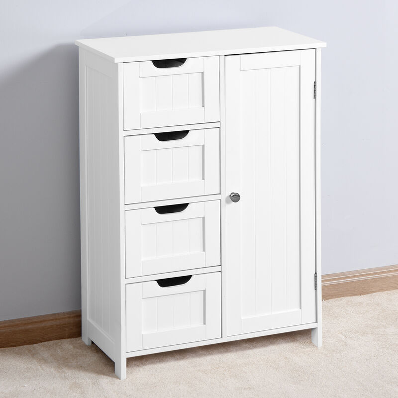 Tall Bathroom Cabinet with Drawers and Adjustable Shelves