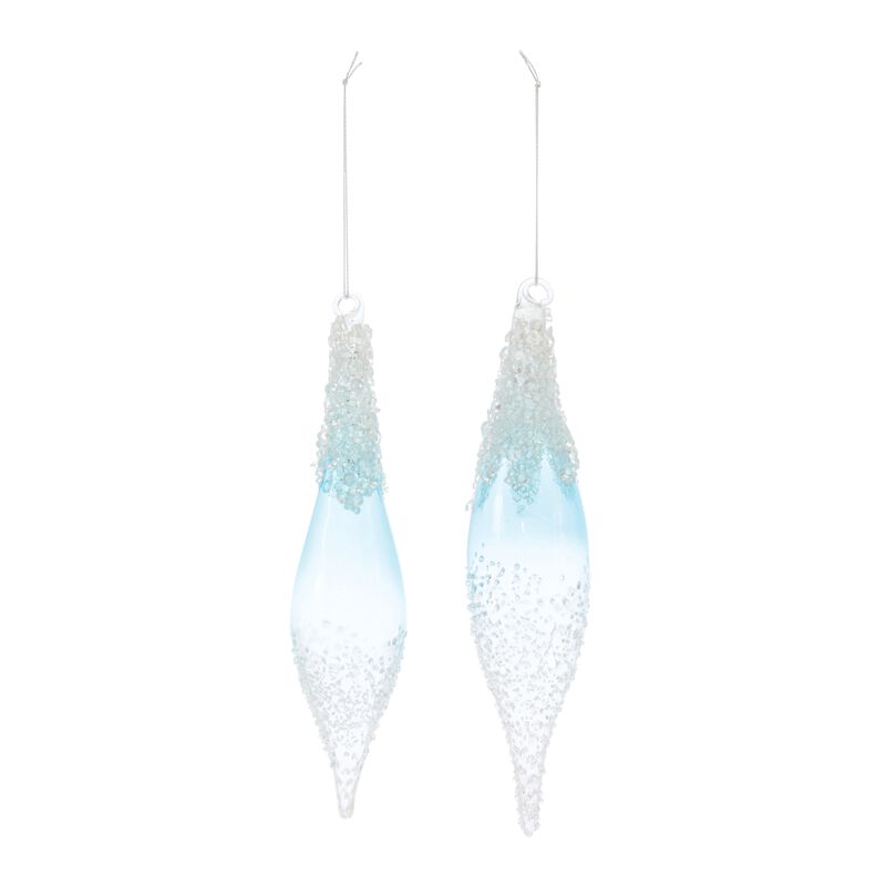 Drop Ornament (Set of 12) 8.5"H, 9"H Glass