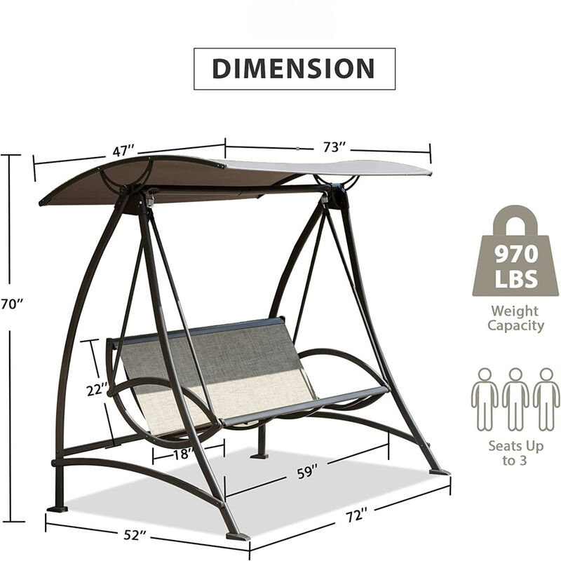 Outdoor Patio Swing with Adjustable Canopy