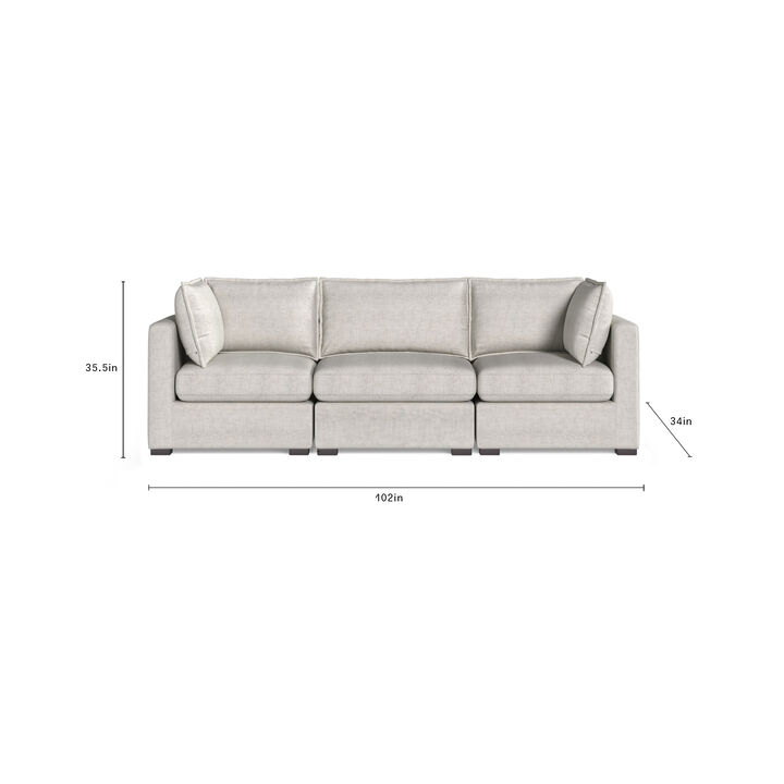 Bennett 3 Piece Flange Seam Modular Sofa  - Tan Twill