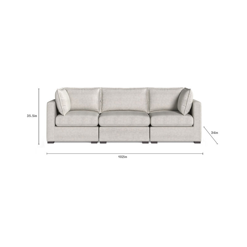 Bennett 3 Piece Flange Seam Modular Sofa  - Tan Twill