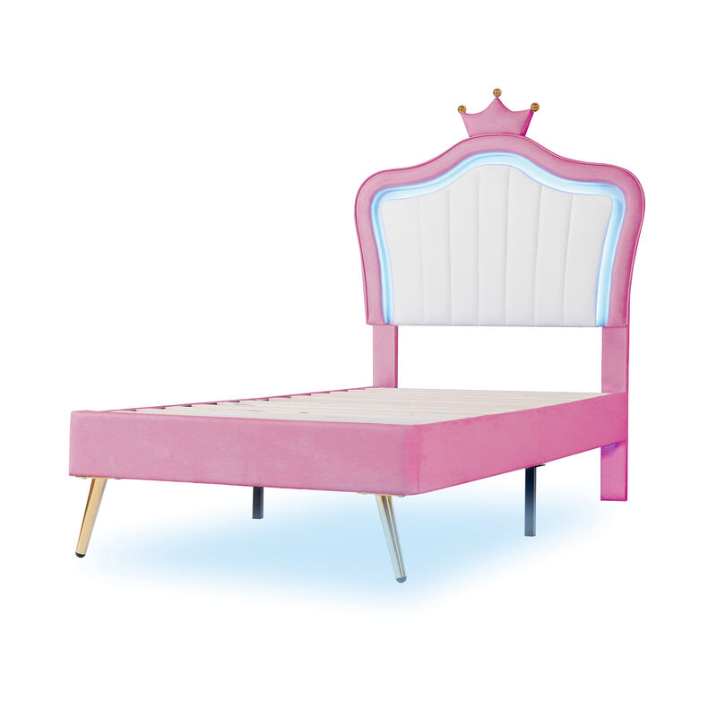 Merax Modern Princess Bed With Crown Headboard