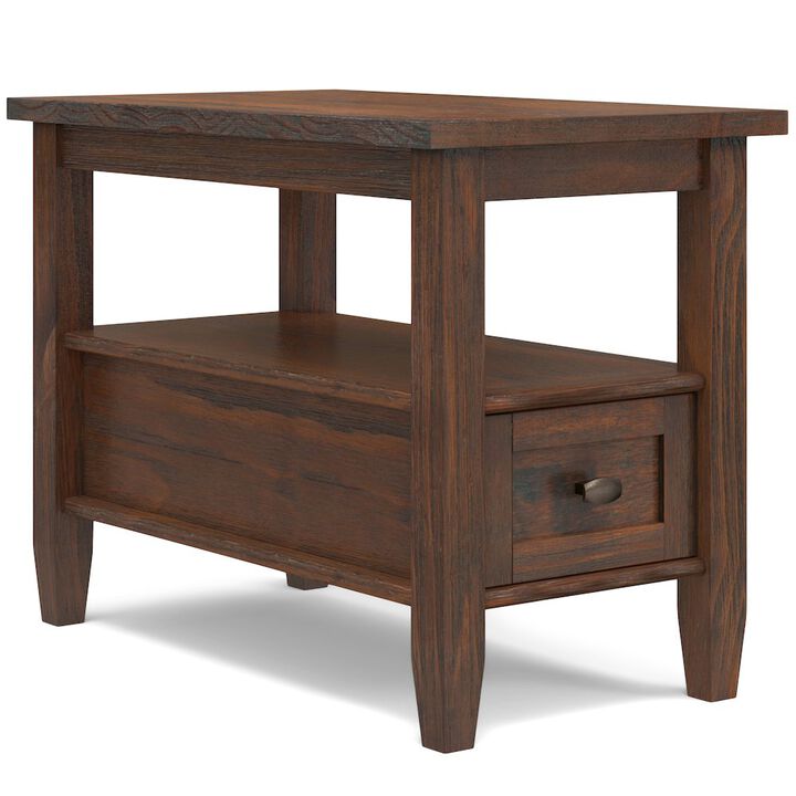 Simpli Home Warm Shaker Solid Wood Narrow Side Table In Distressed Charcoal Brown