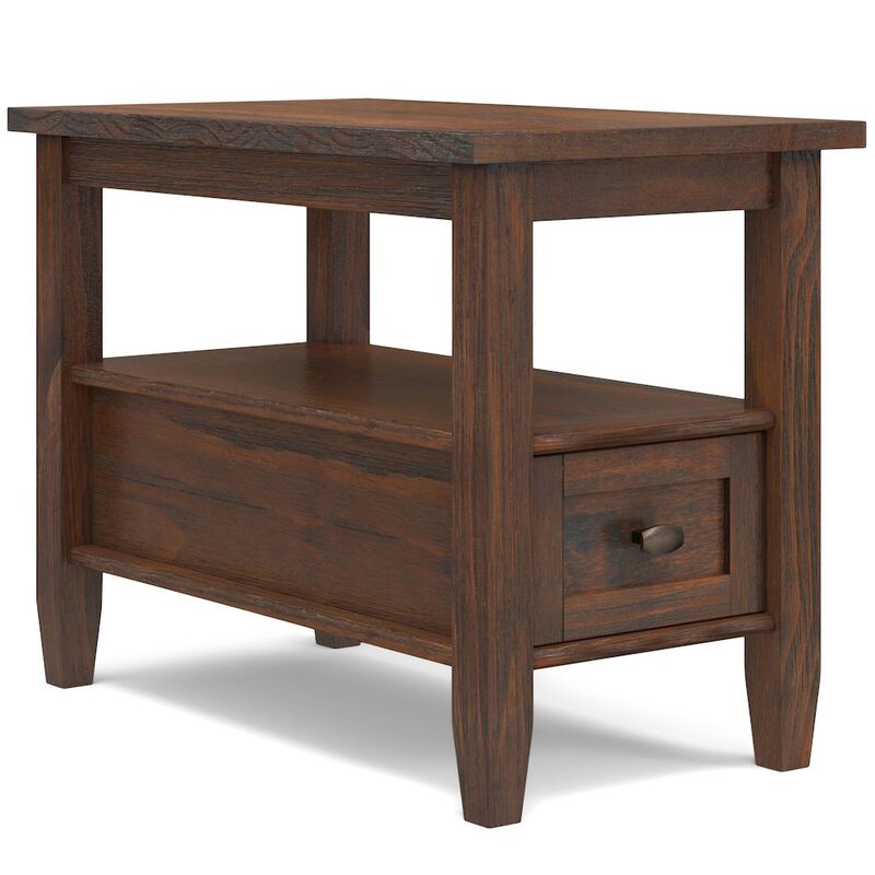 Simpli Home Warm Shaker Solid Wood Narrow Side Table In Distressed Charcoal Brown
