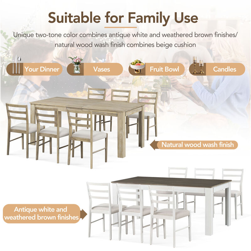 Merax Mutifunctional Extendable Wooden Dining Table Set with Chair