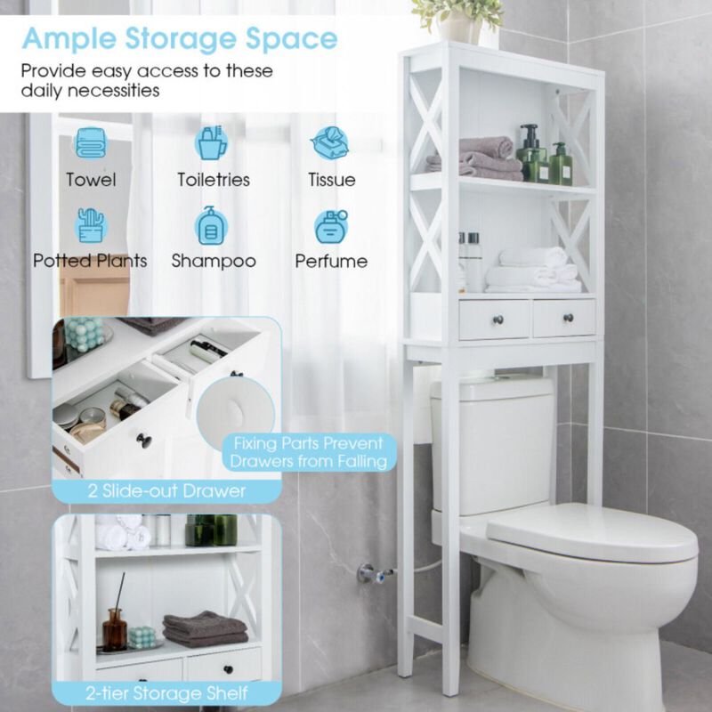 Hivvago Toilet Space Saver Bathroom Organizer Storage Shelf with Drawers