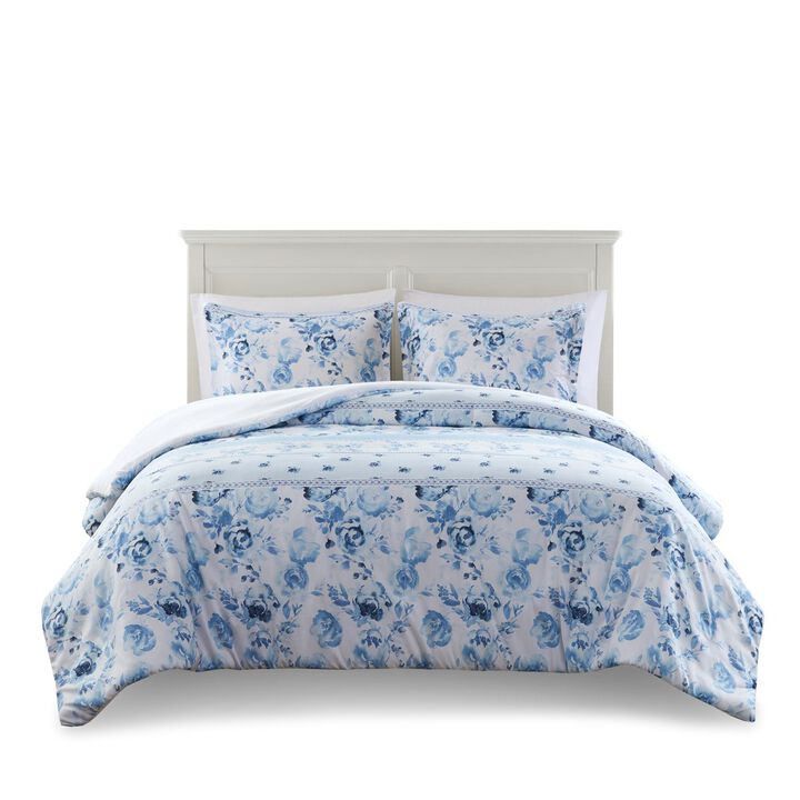 Gracie Mills Alejandra Floral Striped Duvet Cover Set