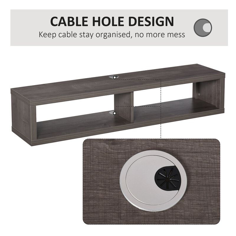 Dark Grey Media Center: Floating TV Stand with Storage Shelf