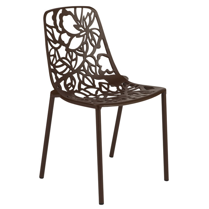 LeisureMod Devon Modern Indoor Outdoor Aluminum Dining Chair in Khaki Green