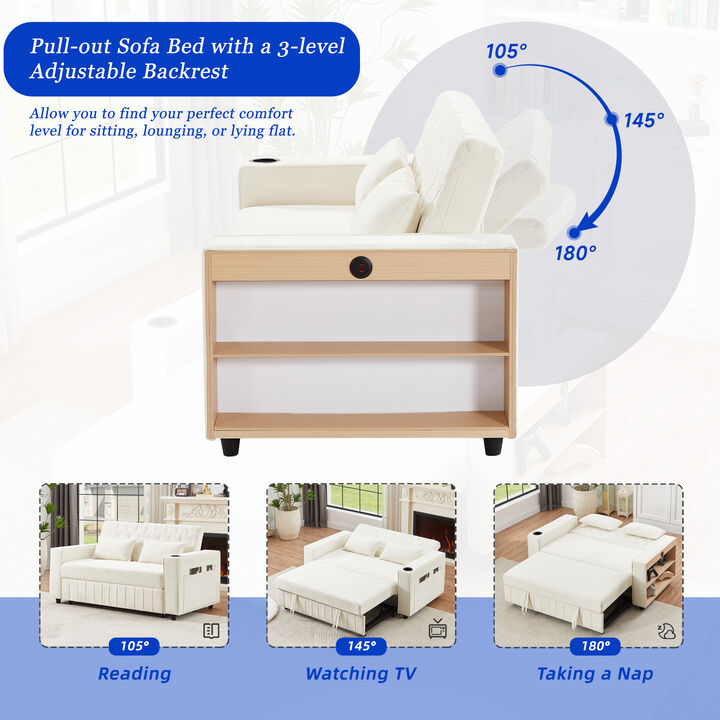 Merax Modern Sleeper Sofa Pull-out Sofa Bed with Adjustable Backrest for Living Room