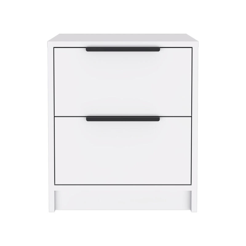 Streamdale Kaia Nightstand, Two Drawers, Metal Handle - White
