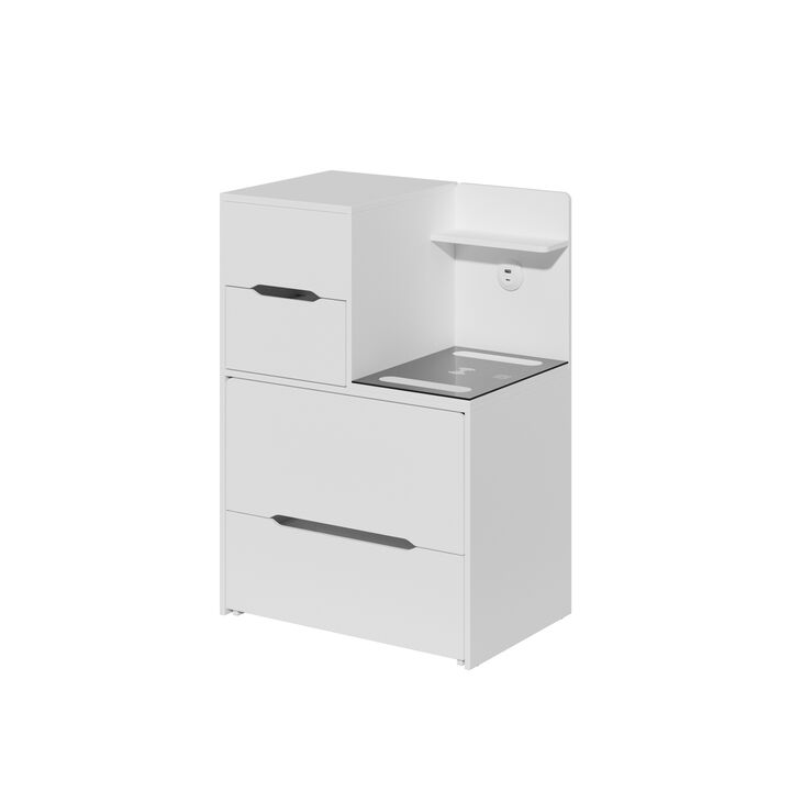 FUFU&GAGA White Vanity Table with LED Mirror, USB & Type-C Charging Ports, Adjustable Brightness, P2 MDF (23.3" W x 15.6" D x 33.5" H), White