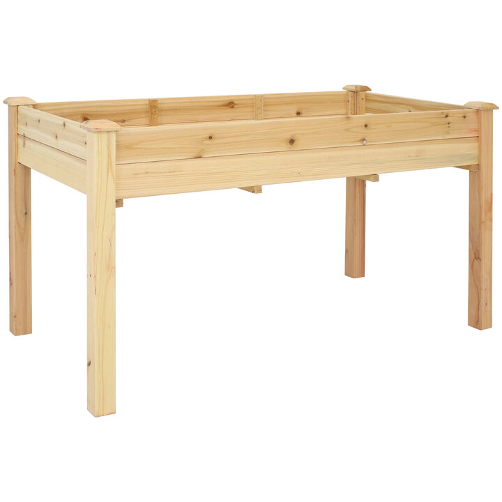 Sunnydaze Wooden Fir Outdoor Standing Garden Planter - 27.5 in - Natural