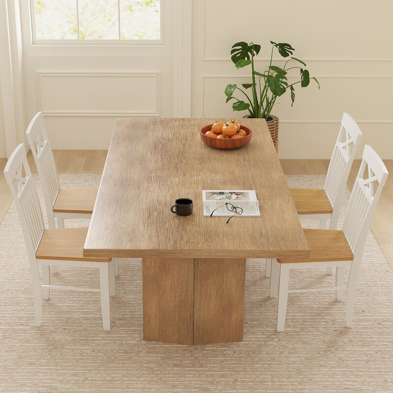 Wooden Kitchen Dining Chair Set of 2 with Rubber Wood Frame