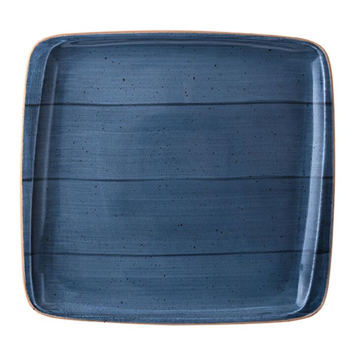 Dusk 12.75" x 12" x h:0.75" Square Blue Porcelain Platter