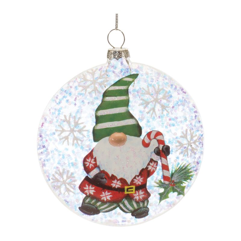 Gnome Ball Ornament (Set of 12) 4"D Glass