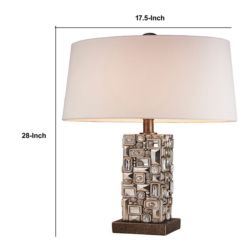 Table Lamp with Abstract Mirror Block Base, Bronze-Benzara
