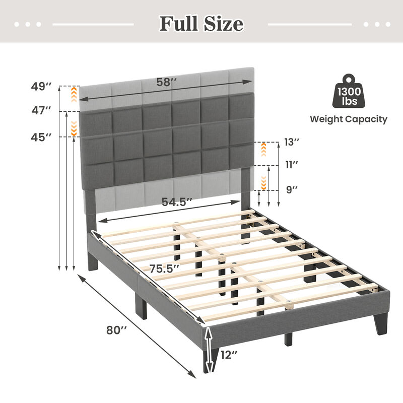 Modern Linen Bed Frame with Adjustable Headboard for Customizable Comfort and Stylish Bedroom Design
