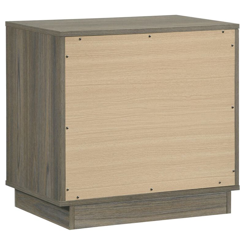 Fene Nightstand, 2 Storage Drawers with Nickel Handles, 24 Inch Gray - Benzara
