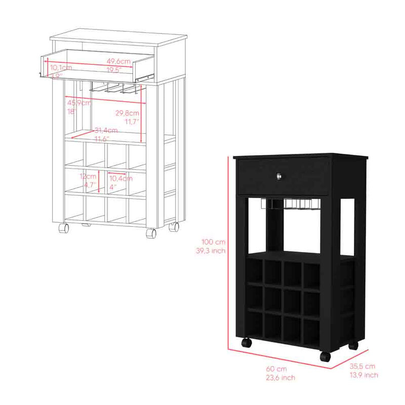 Bar Cart Bayamon, Living Room, Black