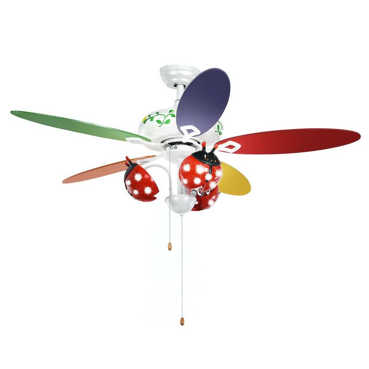 52 Inch Kids Ceiling Fan with Pull Chain Control For Kids