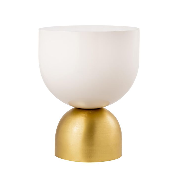 Pasargad Home Calista Iron Round Side Table, Brass - Ivory