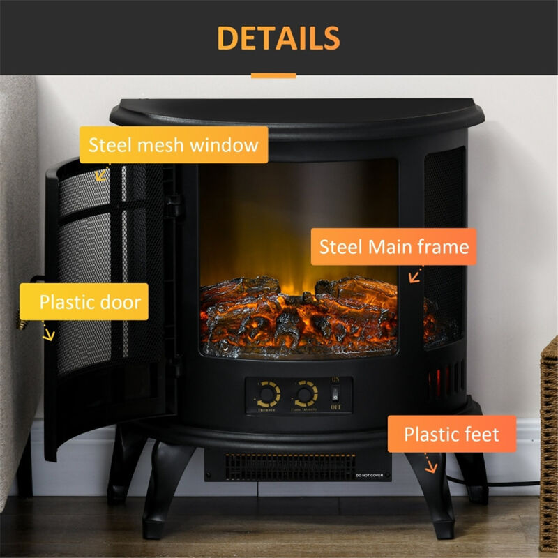 Wall-Mounted Electric Fireplace with Adjustable Heat and Flame Settings