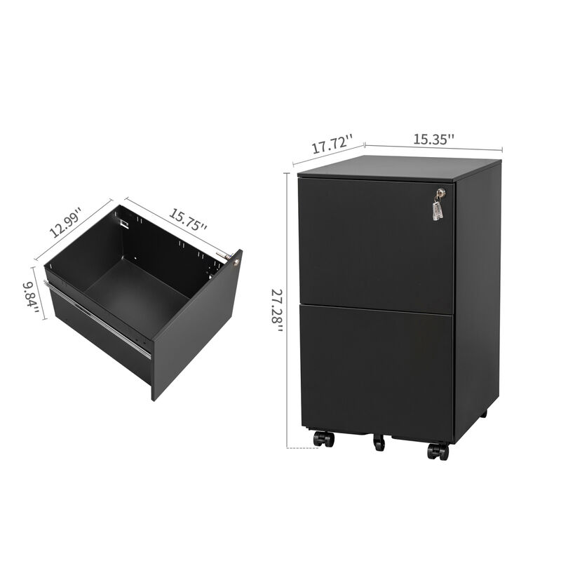 Steel Mobile File Cabinet with Lock & Anti-tilt Wheels
