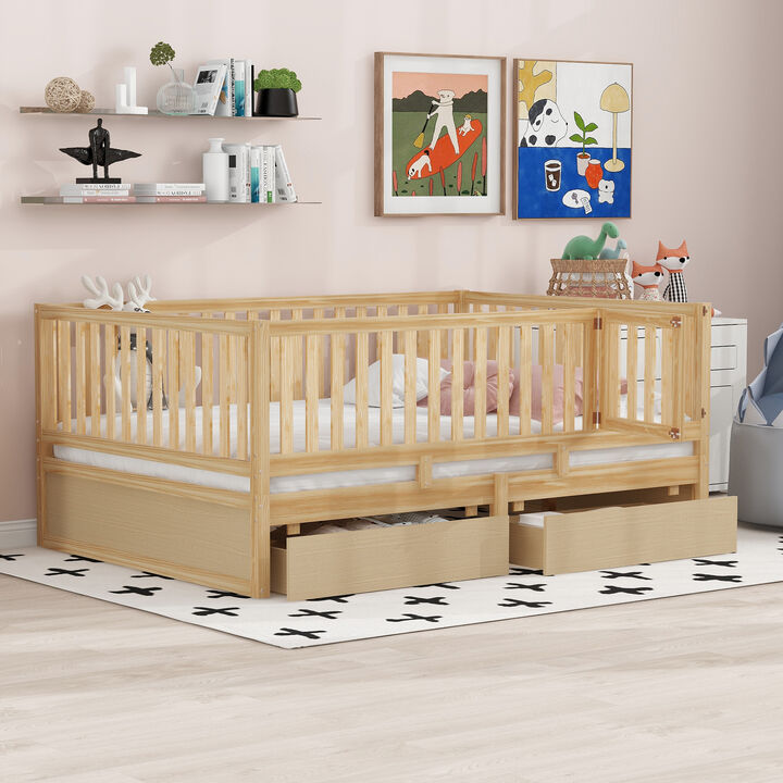 Merax Wood Daybed with Fence Guardrails