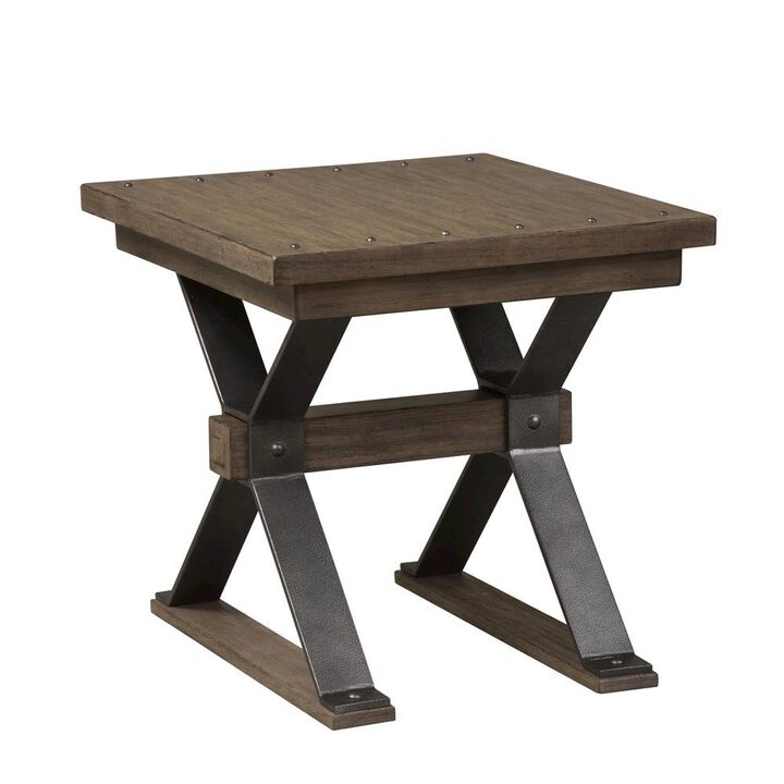 Starlight Canyon Home Living Room End Tables, Farmhouse Side Table with Storage, Brown Wood