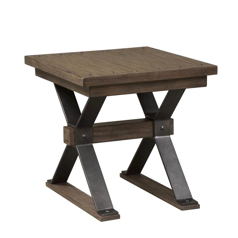 Starlight Canyon Home Living Room End Tables, Farmhouse Side Table with Storage, Brown Wood