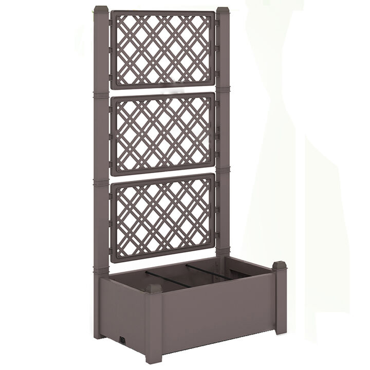 Outdoor Planter Box Self-Watering Raised Garden Bed Trellis with Water Level Indicator
