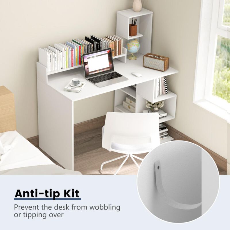 Hivvago Modern Computer Desk with Storage Bookshelf and Hutch for Home Office