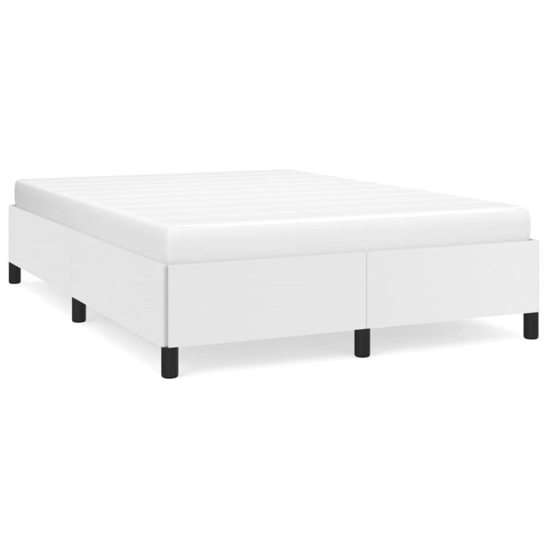 vidaXL Faux Leather Bed Frame, Queen Sized, Modern Style, White Finish, Suitable for 59.8"x79.9" Mattress, Resistant Engineered Wood Construction